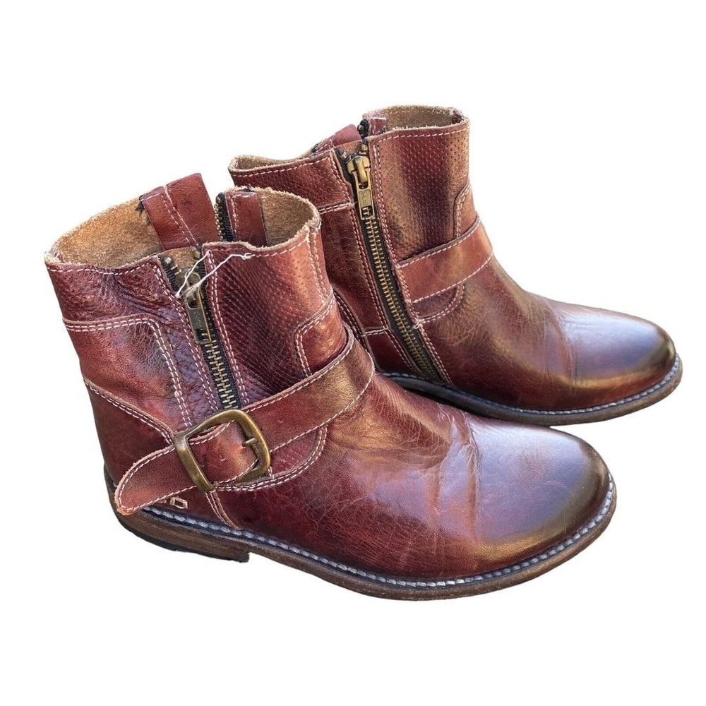 BED STU Becca Rustic Brown Women’s Leather Short Zip Boots 6.5